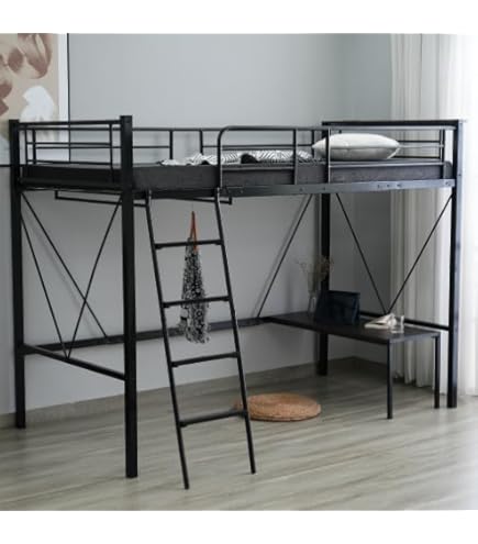 Amazon｜【高さ150.5cm・ロフトベッド ・ブラック】シングル